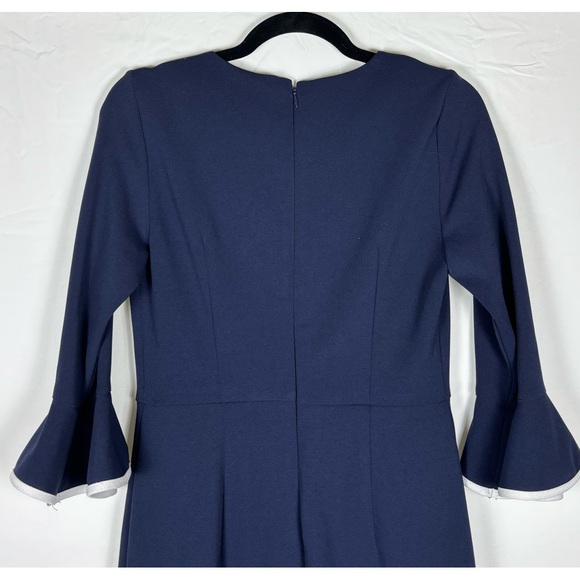 NWOT Nanette Lepore Navy White Ruffle Dress- size 4 - Picture 9 of 12